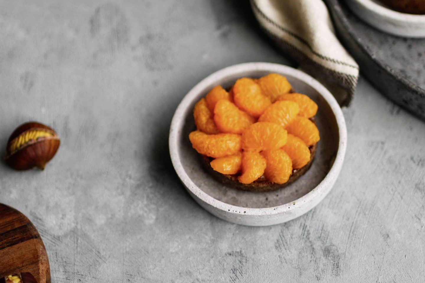 Maroni Tartes mit Mandarinen Topping und Lebkuchen-Gewürz