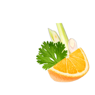 Orangenstück mit Koriander und Lemongras