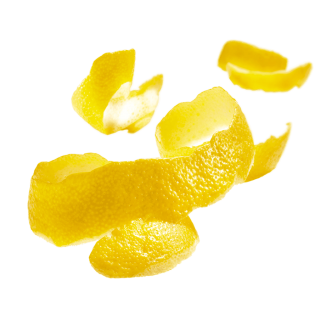 schwebende Zitronenschalen