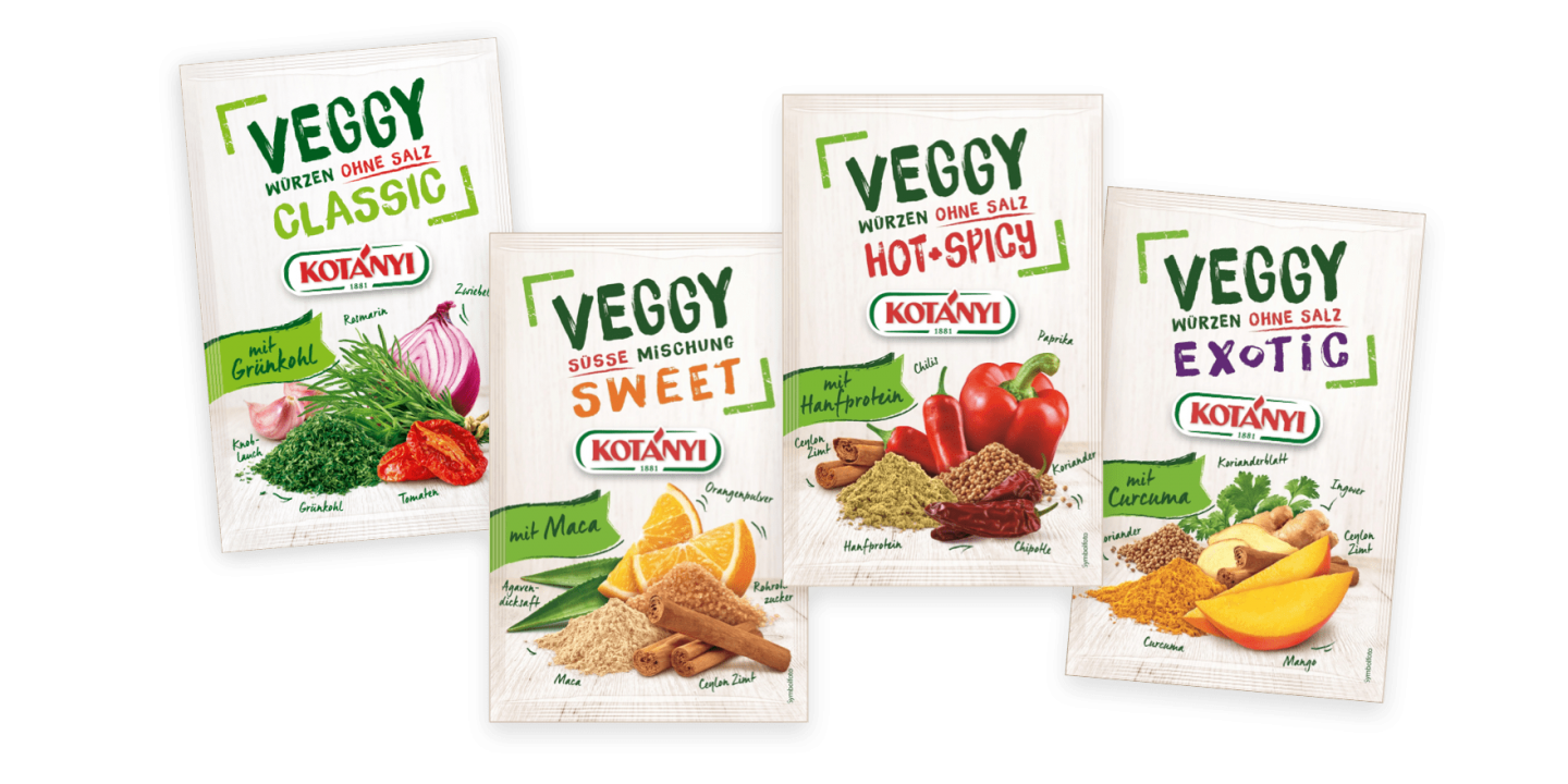 Kotányi Lets Go Veggy Briefpackungen