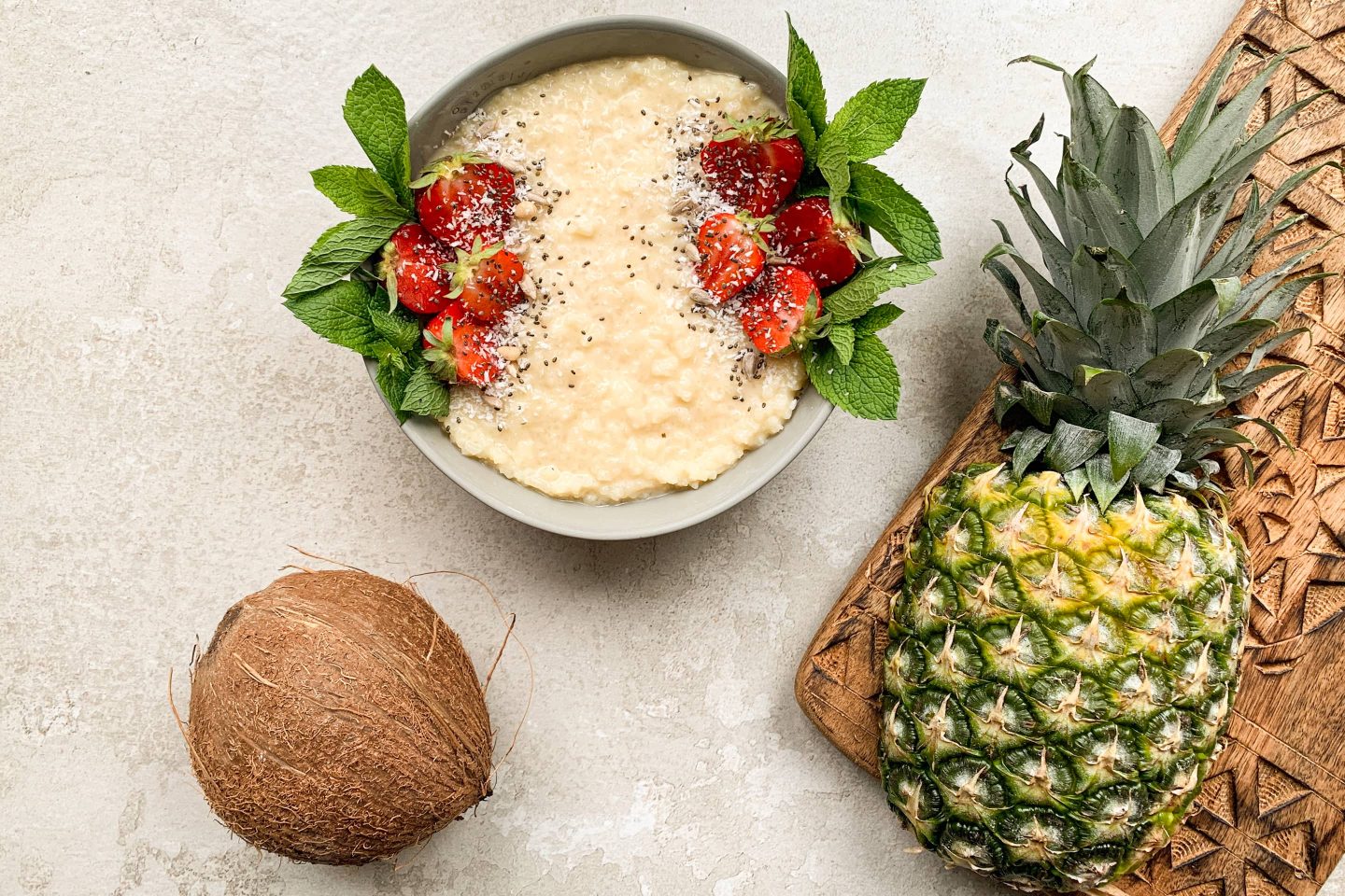 Milchreis mit Ananas und Kokosnuss